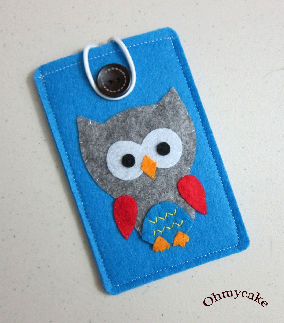 iPhone Case - Cell Phone Case - iPhone 4 Case - iPod Case - iPod Touch Case - Handmade iPhone Felt Case - " Grey & Blue Owl " Design