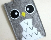 iPhone Case - Cell Phone Case - iPhone 4 Case - iPod Case - iPod Touch Case - Handmade iPhone Felt Case - " Grey Owl " Design