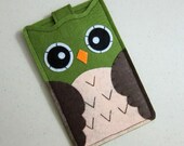 iPhone Case - Cell Phone Case - iPhone 4 Case - iPod Case - iPod Touch Case - Handmade iPhone Felt Case - " Green Owl " Design
