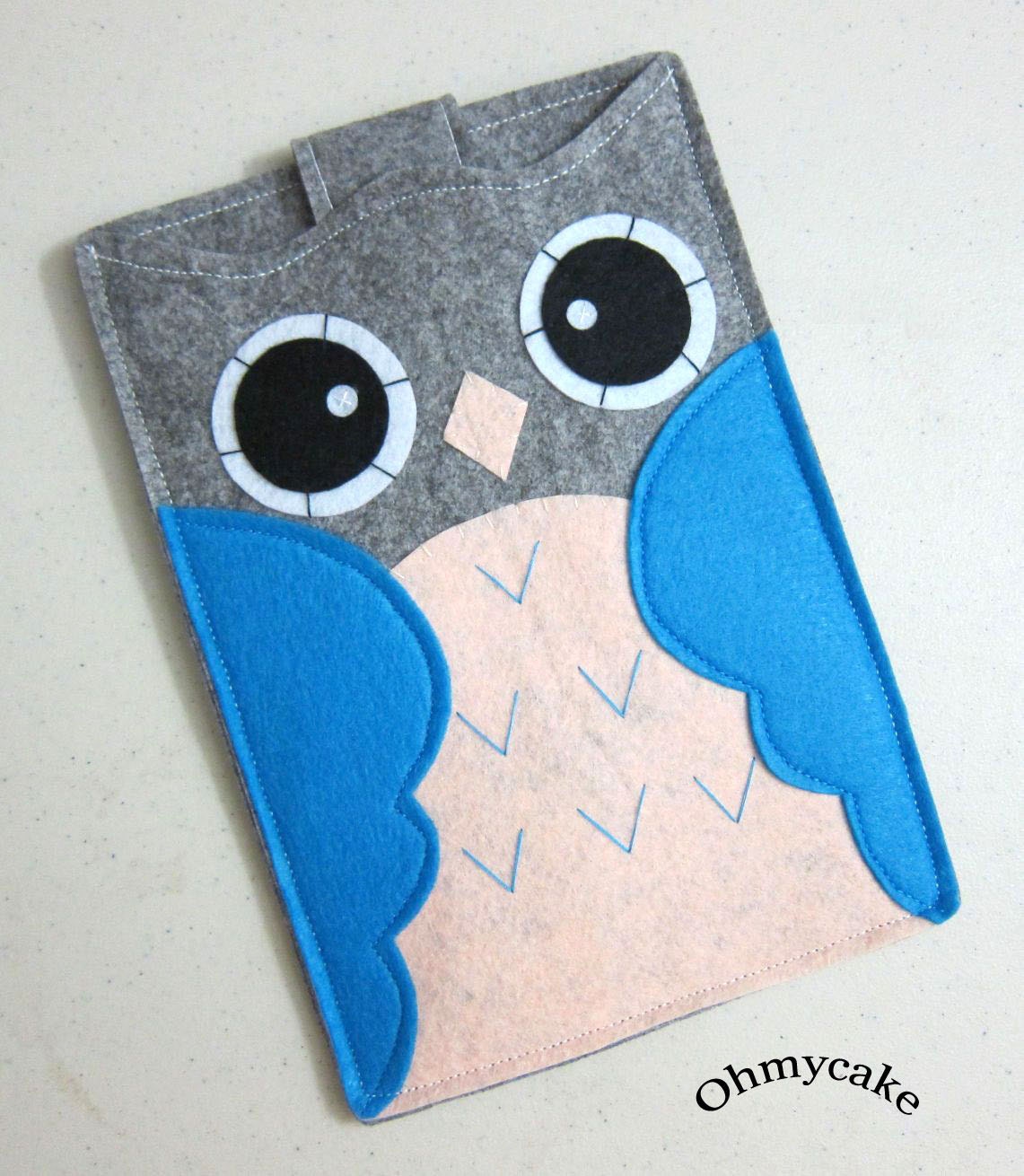 Handmade Felt Kindle Case - Kindle 3 Cover - Kindle Fire Case - Kindle Touch Cover - Nook Case - Kindle Felt Sleeve - "Grey Owl" Design