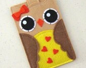 iPhone Case - Cell Phone Case - iPhone 4 Case - iPod Case - iPod Touch Case - Handmade iPhone Felt Case - " Tan Owl " Design