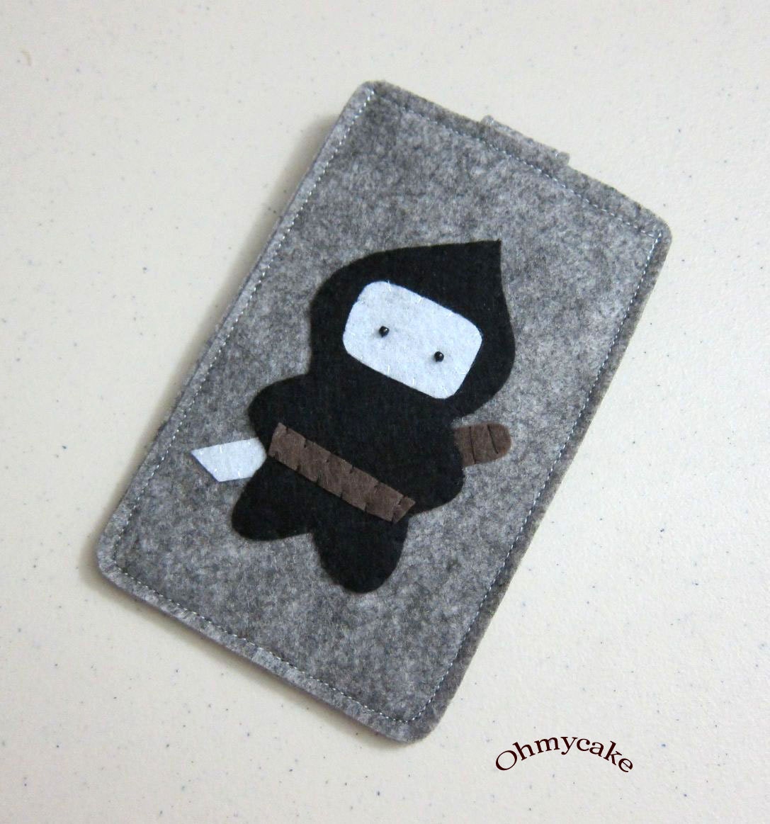 iPhone Case - Cell Phone Case - iPhone 4 Case - iPod Case - iPod Touch Case - Handmade iPhone Felt Case - " Black Ninja " Design