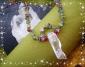 CLEARANCE Tourmaline Necklace with Quart Crystal Pendant Chakra Jewelry Beadwork Jewelry Direct Checkout Stone
