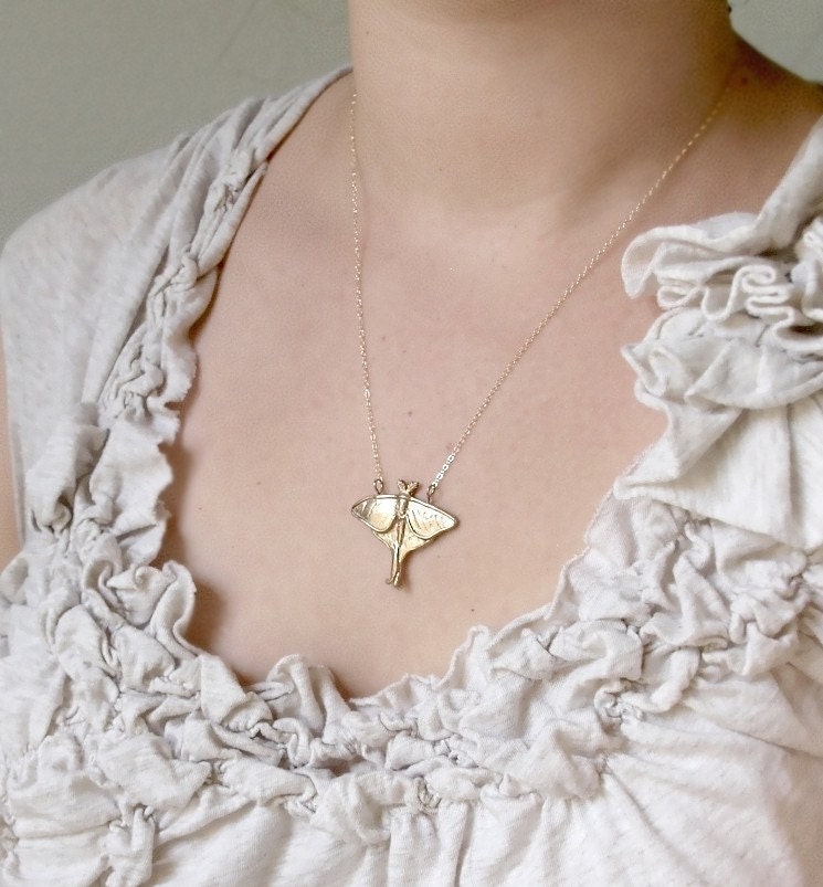 Bronze Luna Moth Necklace by Woodland Belle