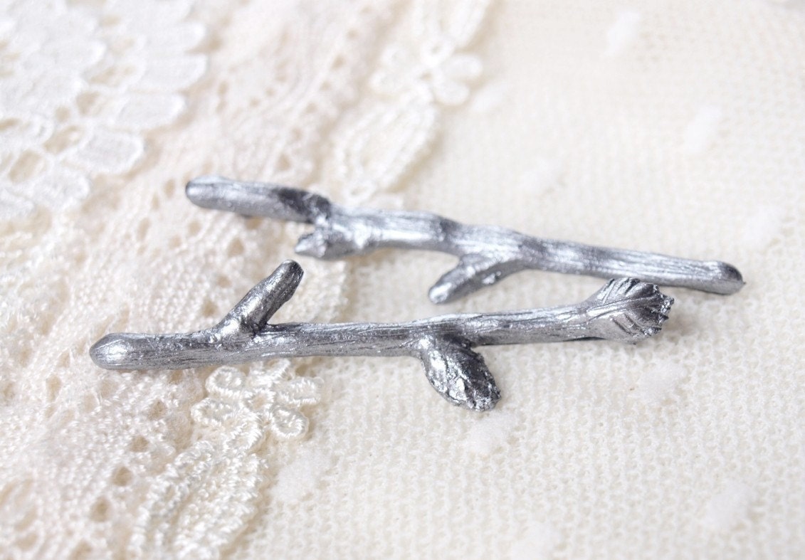 Twig Bobby Pins in Antique Pewter as Seen in RealSimple Magazine by Woodland Belle