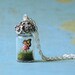 Tiny Terrarium Necklace Monarch Butterfly and Red Spotted Toadstool Mushroom Glass Vial