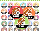 4x6 Editable PDF - 2 Cute Football Digital Collage Sheet (No. 636) - 1 Inch Circles for Round Bottle Caps, Magnets, Hair Bow Centers, & More