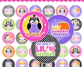 Spooky Cutie Halloween Bottle Cap Images - 4x6 Digital Collage Sheet (No. 853) - 1 Inch Circles for Bottlecaps, Hair Bows, & More