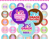 My Teacher Rocks Bottle Cap Images - 4x6 Digital Collage Sheet (No. 856) - 1 Inch Circles for Bottlecaps, Hair Bows, Magnets, & More