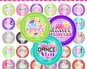 Dance Bottle Cap Images - 4x6 Digital Collage Sheet (No. 917) - 1 Inch Circles for Bottlecaps, Hair Bows - Instant Download