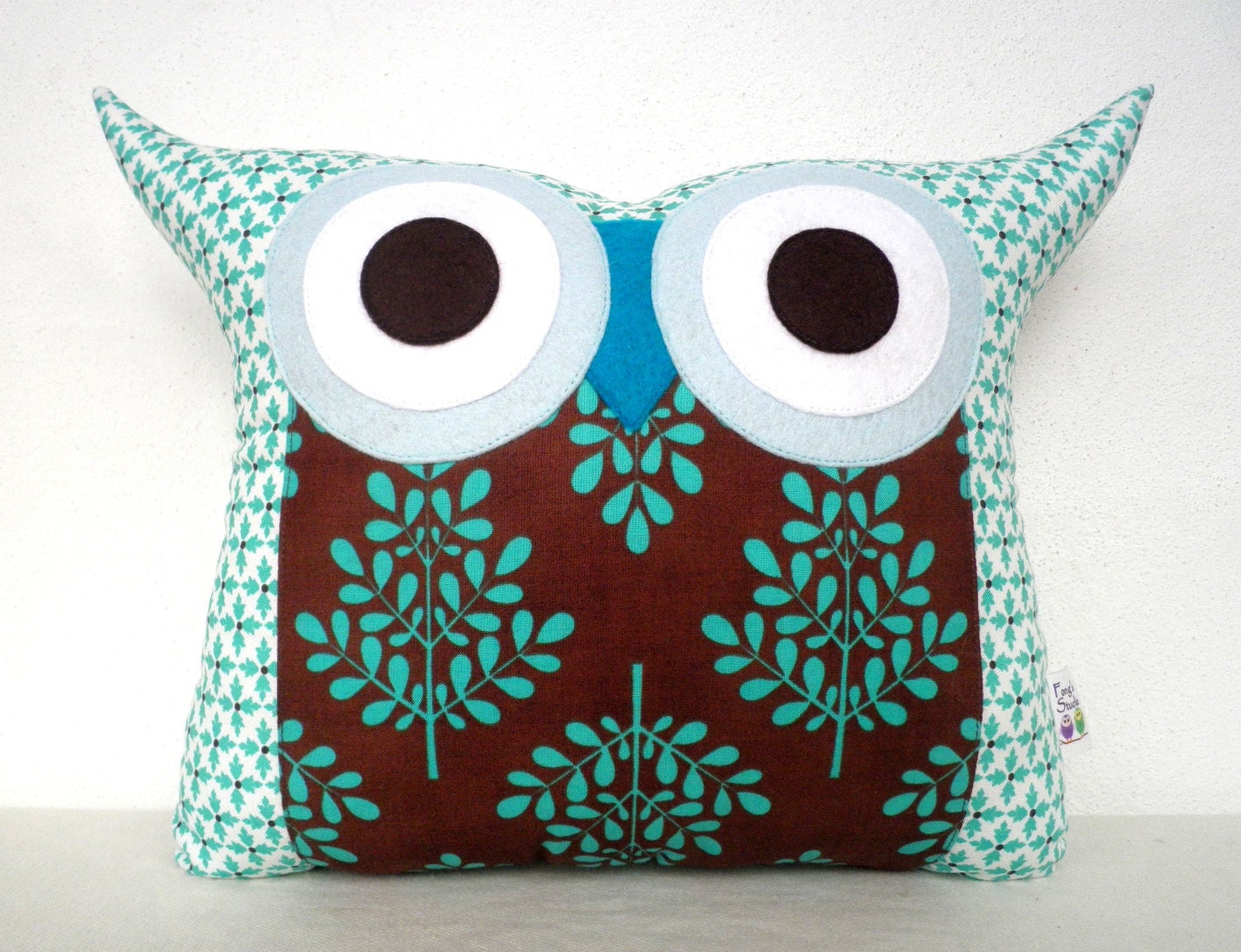 End of month SALE/ Polyfil Stuffed The Aqua ripple Owl Pillow/Ready to ship