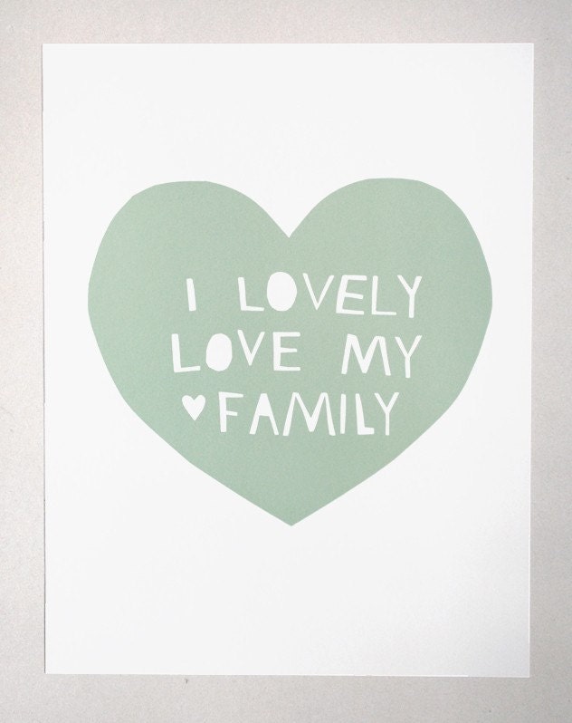 Lovely, Love My Family Print in Blue