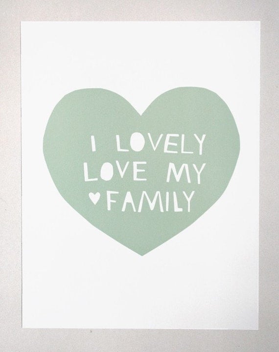 Lovely, Love My Family Print in Blue