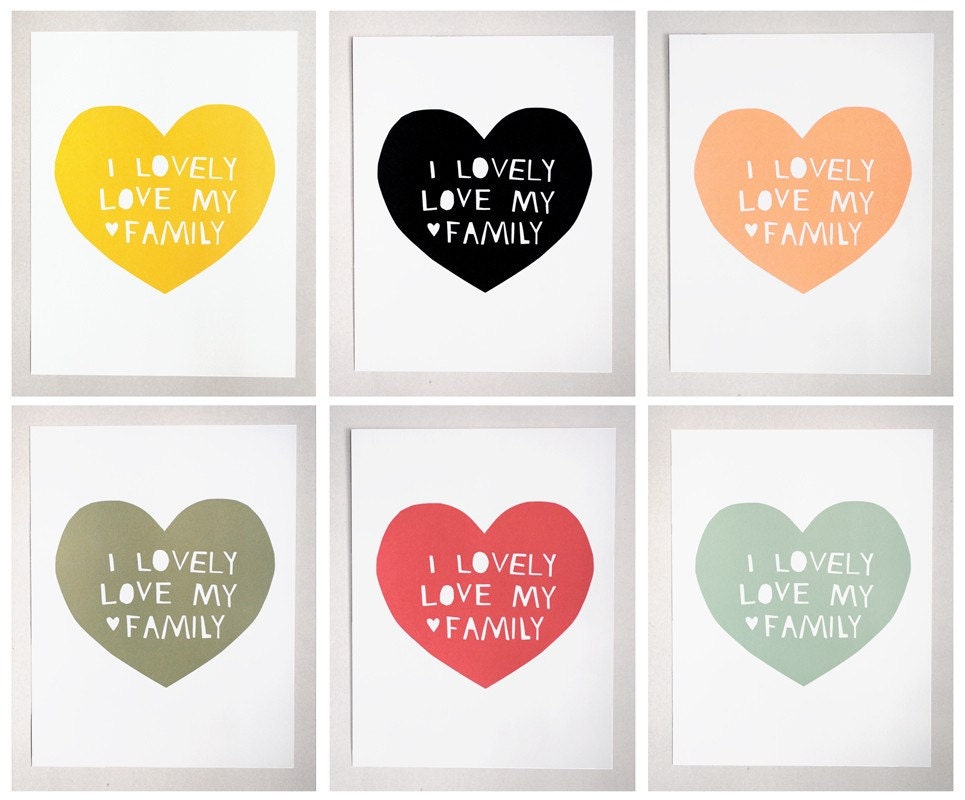 Lovely, Love My Family Print in Peach