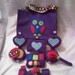Purple, Pink, Lime Green and Blue Owl Felt Make-up Set with Eye Shadow