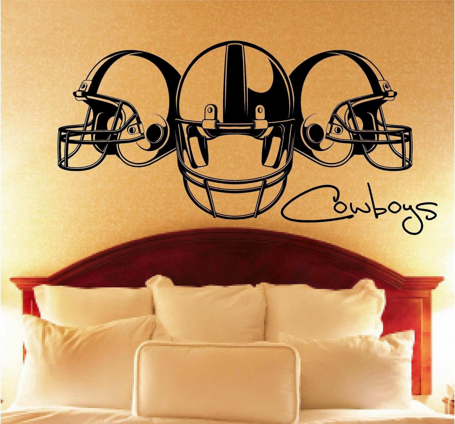 3 Helmet Football Vinyl Wall Decal