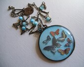 Tiny butterfly specimen collection shadow box necklace