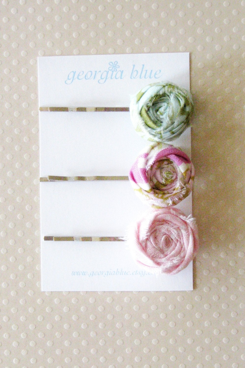 Mini Rosette Hairpins... (pink lemonade... robins egg... berries & cream)