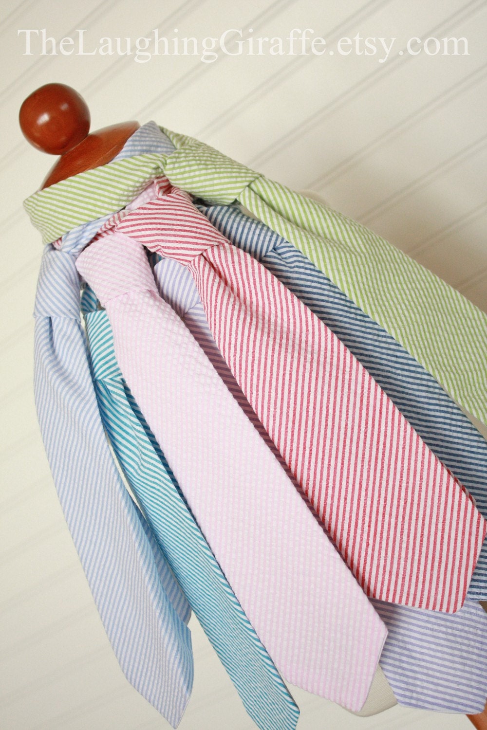 Seersucker Small Guy Tie...Boys Seersucker Tie...Size 0-6, 6-12, 12-24 months, 1-3, 4-6, 7-10...by The Laughing Giraffe