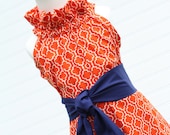 NEW - Tangerine Delight...Women's Ruffler Dress with Removable Sash...Size XX-Small, X-Small, Small, Medium, Large...by The Laughing Giraffe