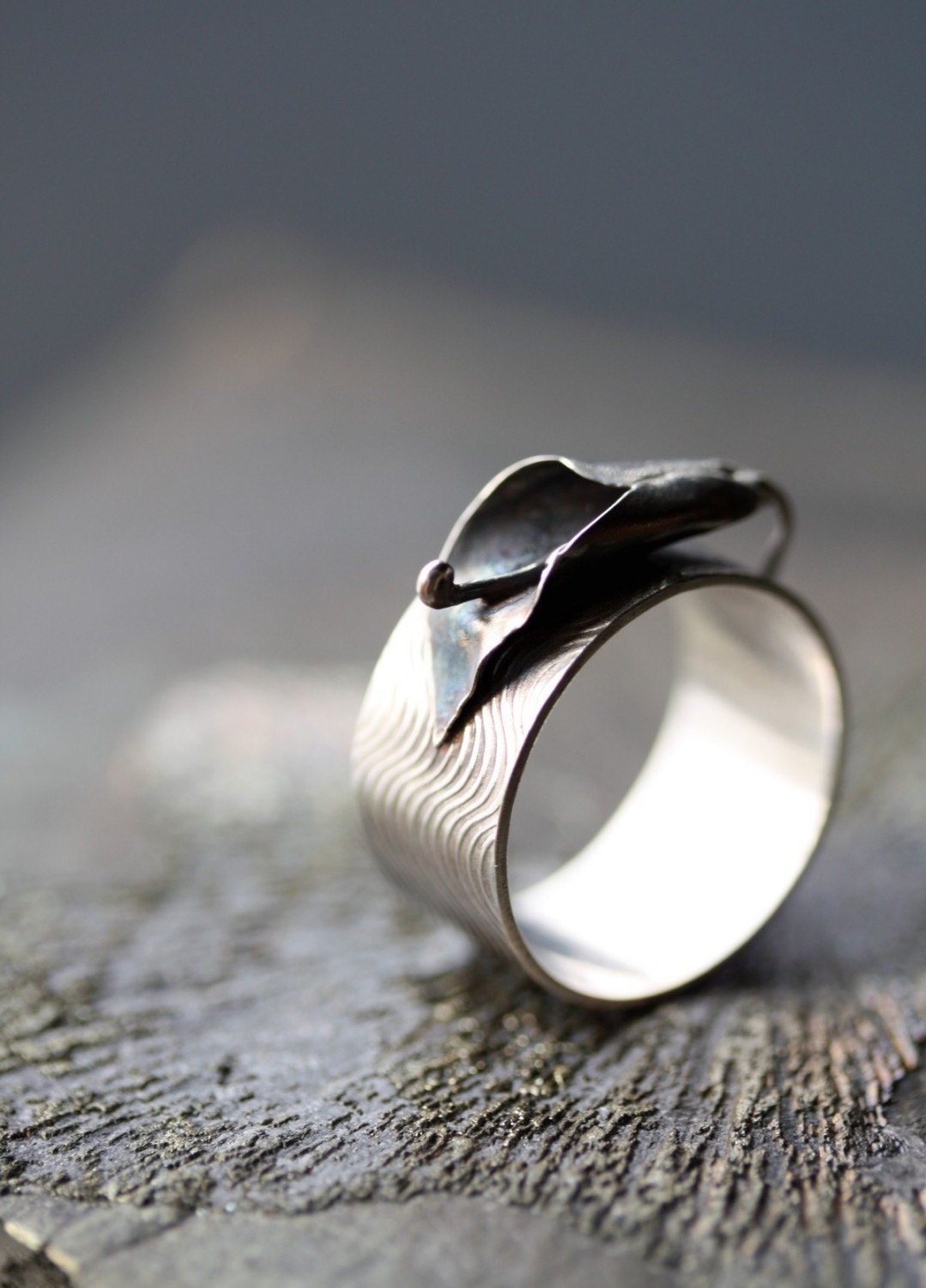 Oxidized Sterling Silver Calla Lily Ring