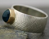 Bright Blue Apatite in Gold and Sterling Silver Ring