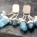Aqua Aura Quartz Charm Earrings on Chains in Sterling Silver- Custom Made to Order