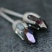 Little Cobalt Aura Quartz Points in Textured 14k White Gold Earrings