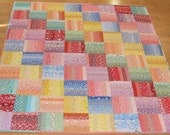 Handmade Colorful Reproduction Split-Rail Scrap Lap Quilt