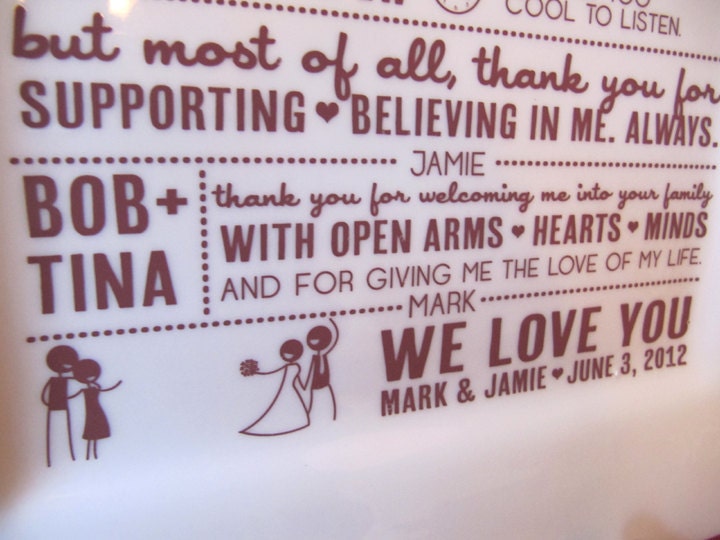 Parent Wedding Gift--Thank You Platter from Bride and Groom RUSH LISTING