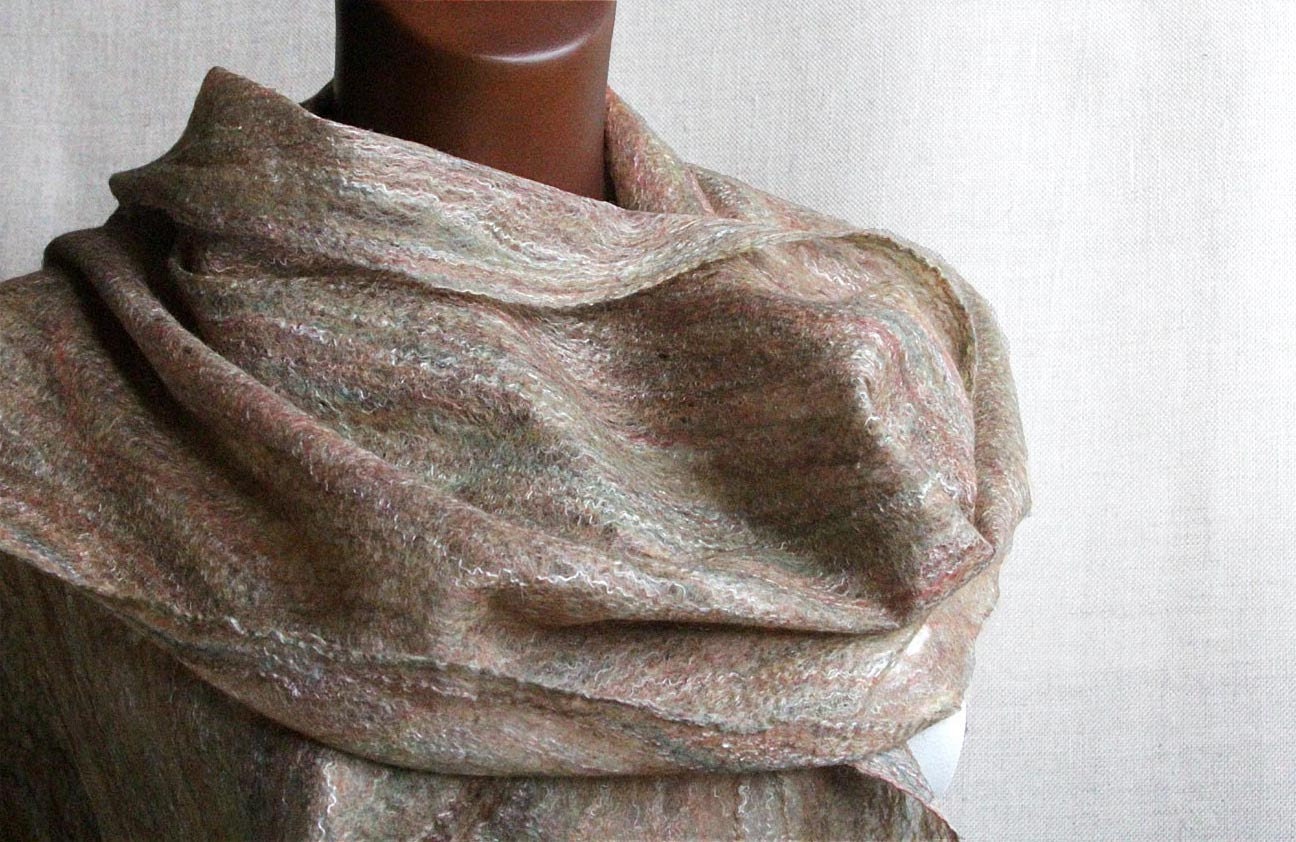 Felt wool scarf OCTOBER thin cobweb lace women scarves