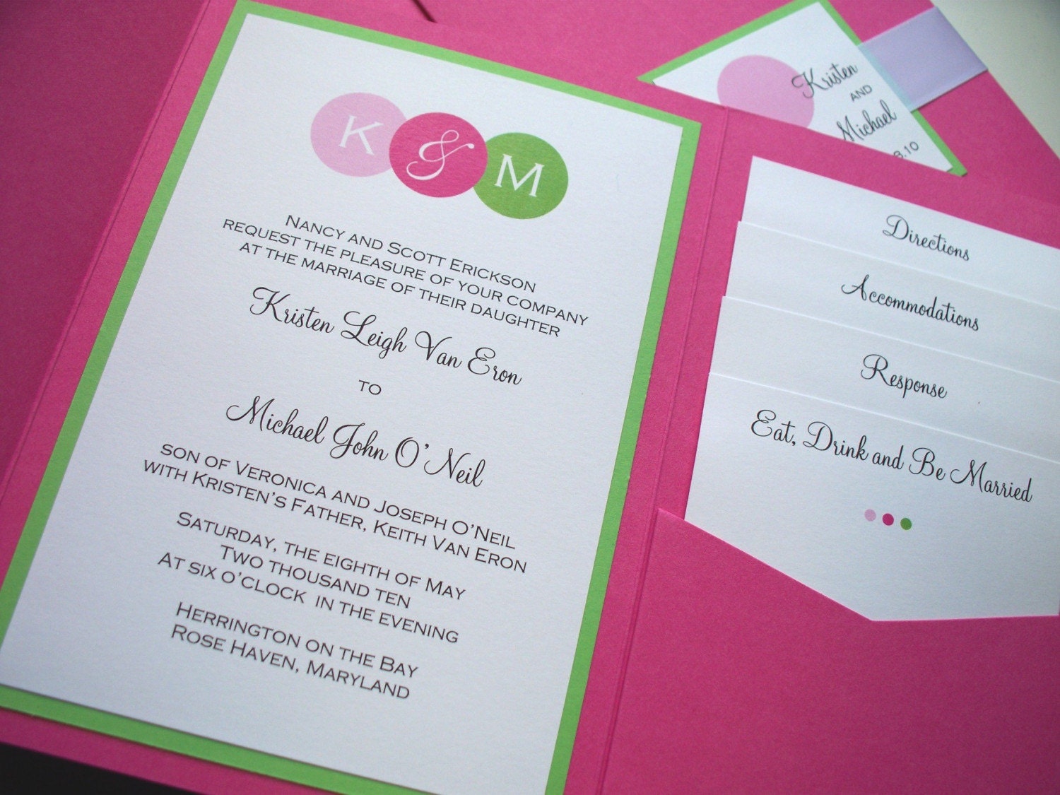 Pink Dots of Fun Pocketfold Invitation