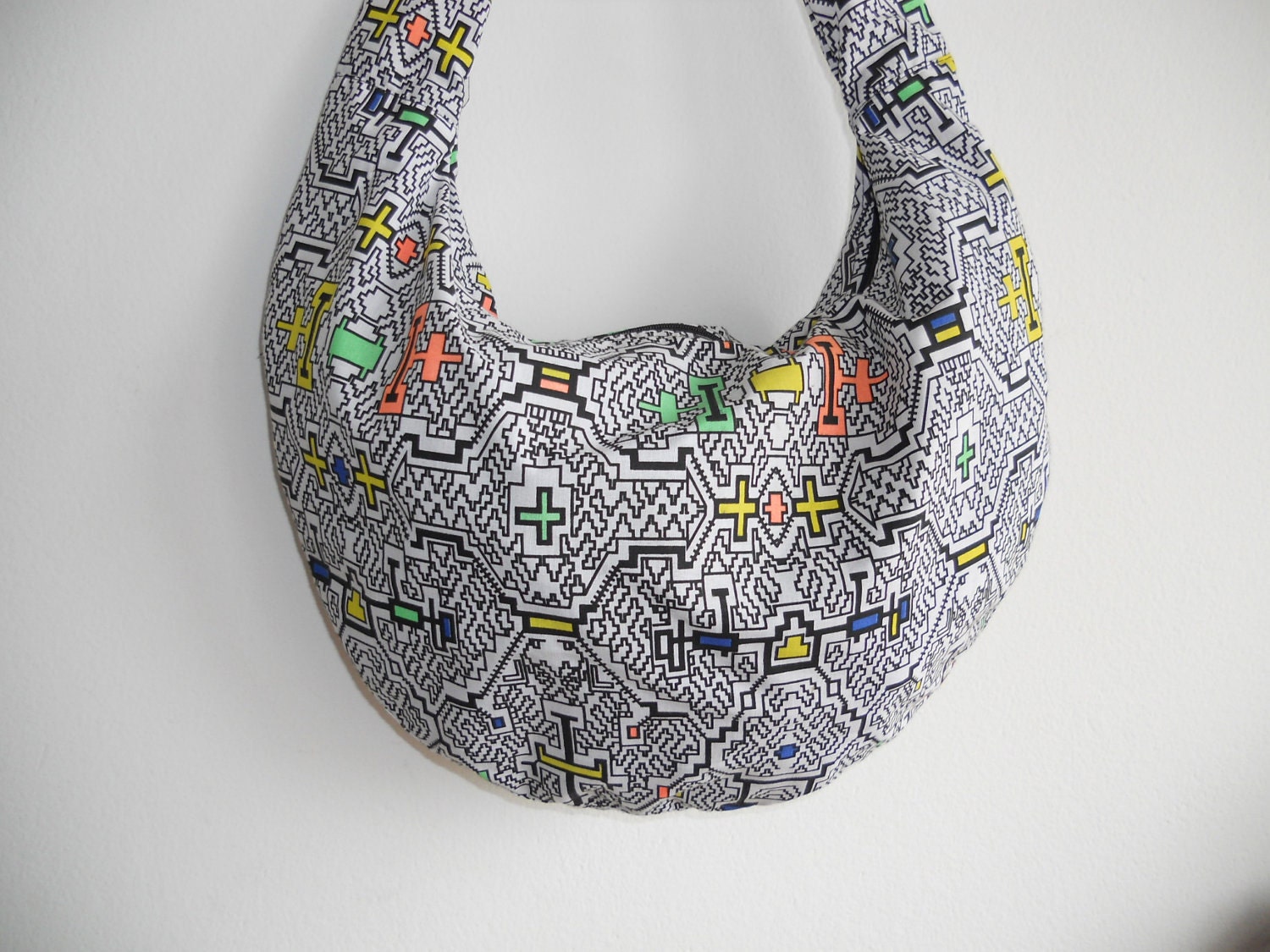 Black White & Neon Tribal Tie Strap Bag