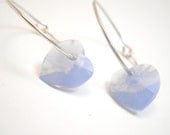 Earrings - Ice Blue Swarvoski Crystal Hearts