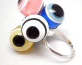 Cocktail Ring - Multi-colored Evil Eyes- Adjustable