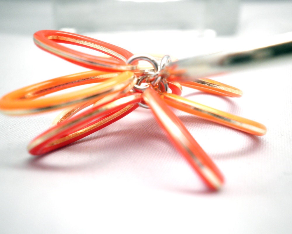 Adjustable Ring - Tangerine Dream Flower - Candy Drop Epoxy Loop Clusters - Cha Cha