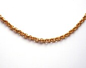 Long gold chain. Vintage brass round link rolo chain closed with 14K gold fill clasp.