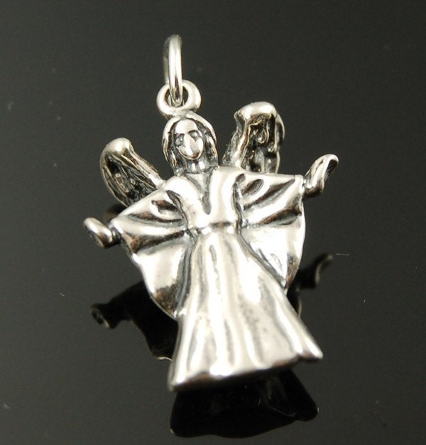 SALE - Sterling Silver Two-Sided Heavy Angel Charm