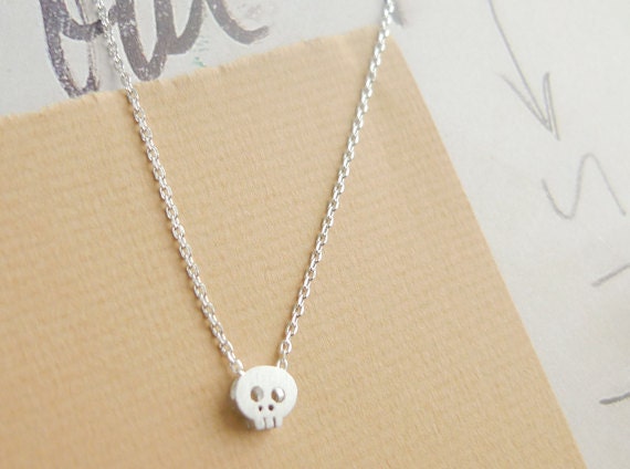 tiny silver skull necklace