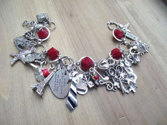 LAST ONE - RRoP- 50 Shades of Grey Red Room Inspired Charm Bracelet