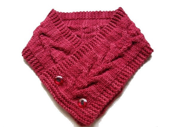 Knitting pattern scarf neckwarmer scarflette cowl chunky double cable stitch PDF n5