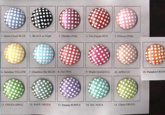 Assorted Colored POLKA DOTS - Dresser Drawer Knobs Pulls YOU PICK THE COLORS and THE NUMBER YOU NEED