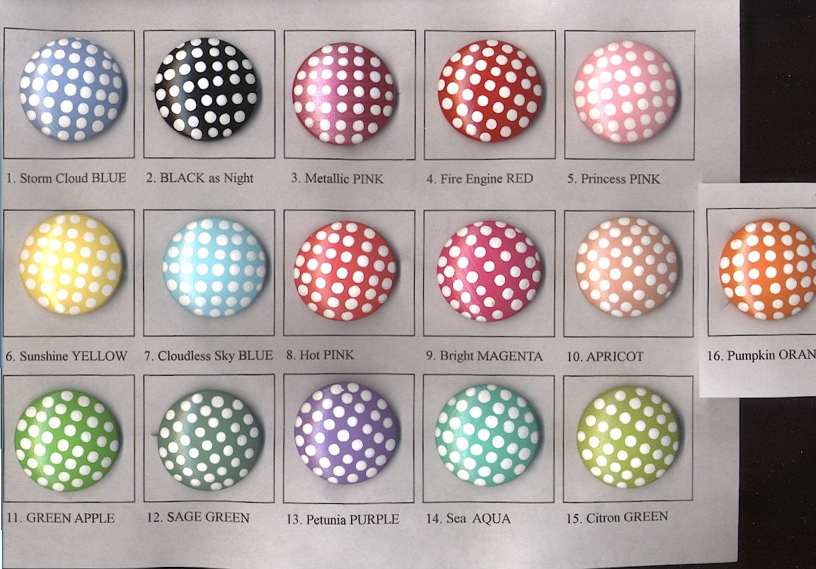 Assorted Colored POLKA DOTS - Dresser Drawer Knobs Pulls YOU PICK THE COLORS and THE NUMBER YOU NEED