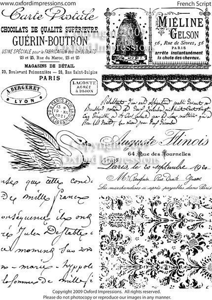 French Script Rubber Stamp Collection