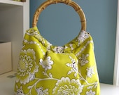 Bamboo Handle Bag, Yellow Floral, Small Purse - Customize Your Fabric