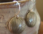 Etched Nickel Leaf Earrings