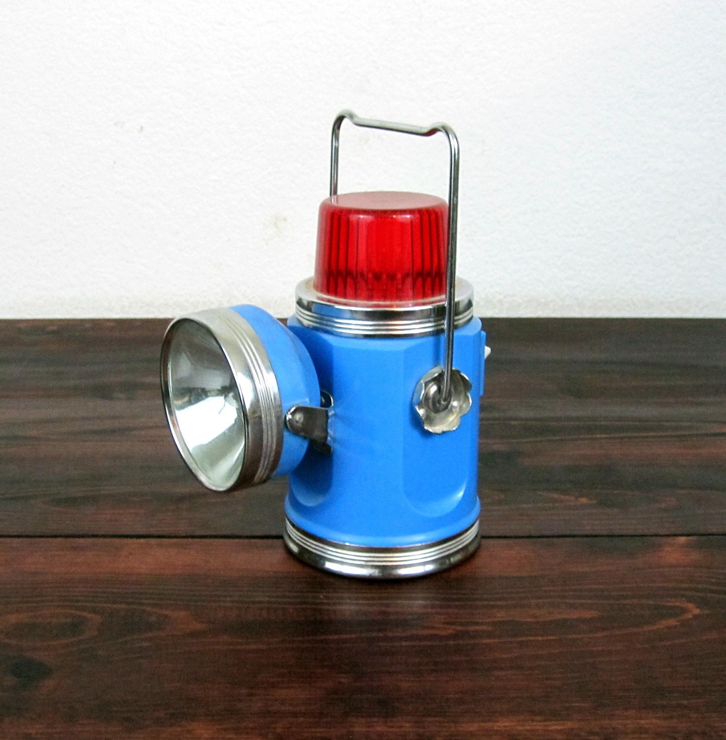 Vintage AAA Southern California Flashlight and Signal Lamp / Retro Blue Roadside Lamp