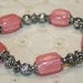 Silver Tone and Pink Stretch Bracelet