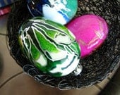 Hand Painted Glass Egg Ornament