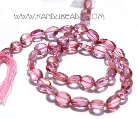 Mystic TOPAZ FACET PINK  oval beads 8x6mm 7inch strand 32 carat